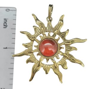 Amber Gold Plated Silver Sun Pendant