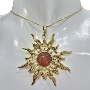 Alternative view of Amber Gold Plated Silver Sun Pendant