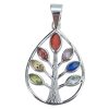 Gemstones Sterling Silver Tree Of Life With 7 Chakras Pendant