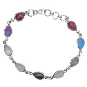 Multi Gemstone Link Bracelet