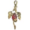 Amber Gold Plated Silver Dragon Pendant
