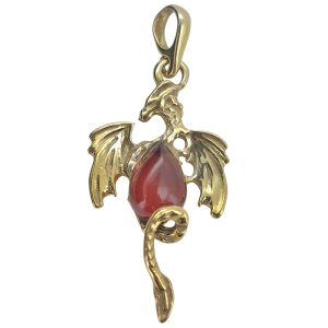 Amber Gold Plated Silver Dragon Pendant