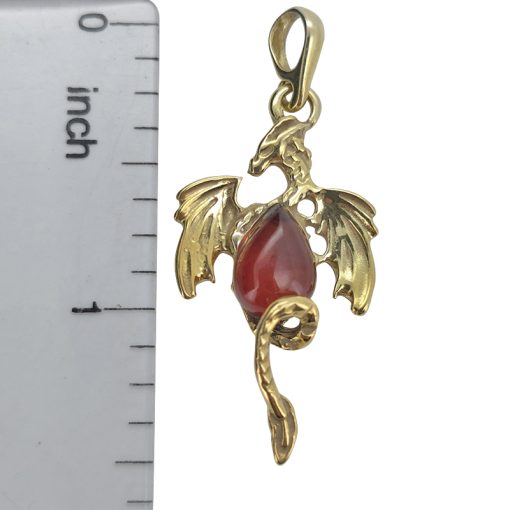 Amber Gold Plated Silver Dragon Pendant