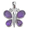 Faceted Amethyst Sterling Silver Butterfly Pendant