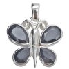 Faceted Black Onyx Sterling Silver Butterfly Pendant