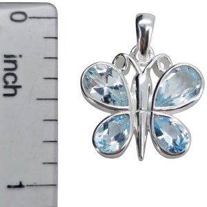 Blue Topaz Sterling Silver Butterfly Pendant