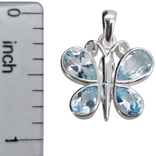 Blue Topaz Sterling Silver Butterfly Pendant