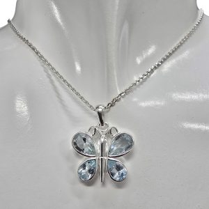 Alternative view of Faceted Blue Topaz Sterling Silver Butterfly Pendant