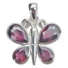 Faceted Garnet Sterling Silver Butterfly Pendant