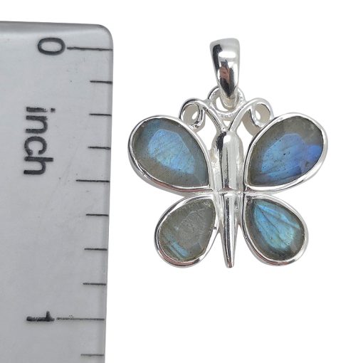 Faceted Labradorite Sterling Silver Butterfly Pendant