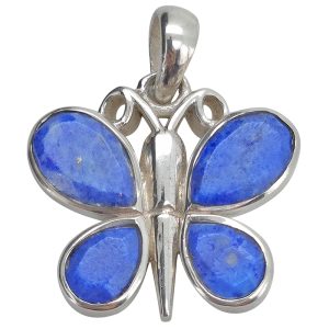 Faceted Lapis Sterling Silver Butterfly Pendant