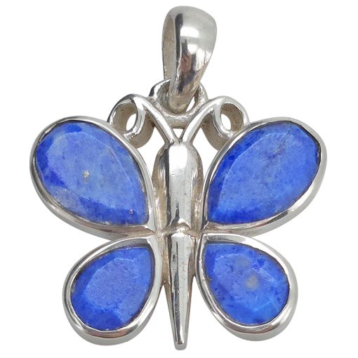 Faceted Lapis Sterling Silver Butterfly Pendant