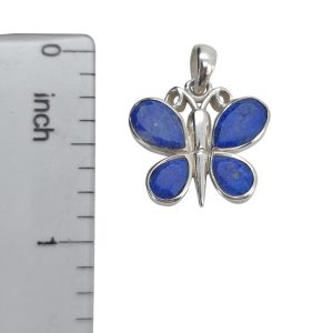 Faceted Lapis Sterling Silver Butterfly Pendant