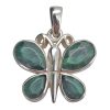 Faceted Malachite Sterling Silver Butterfly Pendant