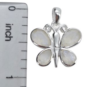 Faceted Moonstone Sterling Silver Butterfly Pendant
