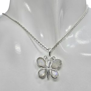 Alternative view of Faceted Moonstone Sterling Silver Butterfly Pendant