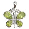 Faceted Peridot Sterling Silver Butterfly Pendant.