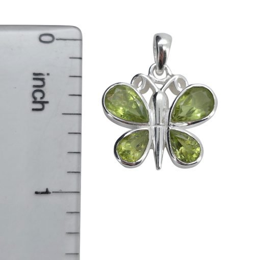 Faceted Peridot Sterling Silver Butterfly Pendant.