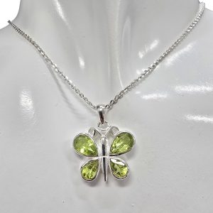 Alternative view of Faceted Peridot Sterling Silver Butterfly Pendant