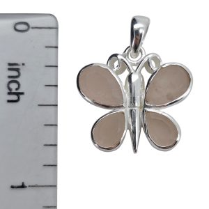 Faceted Rose Quartz Sterling Silver Butterfly Pendant