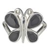 Faceted Black Onyx Sterling Silver Butterfly Ring