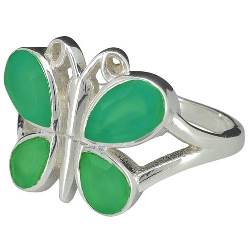 Faceted Green Onyx Sterling Silver Butterfly Ring - Image 2