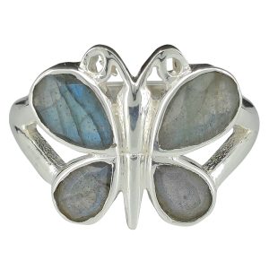 Faceted Labradorite Sterling Silver Butterfly Ring