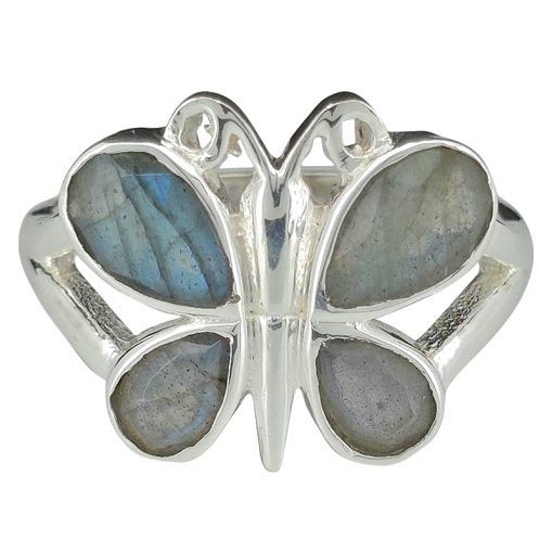 Faceted Labradorite Sterling Silver Butterfly Ring