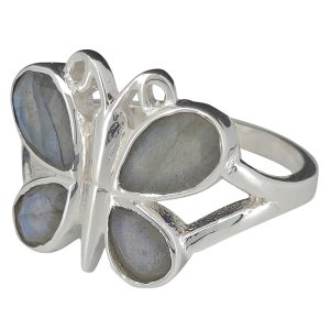 Faceted Labradorite Sterling Silver Butterfly Ring