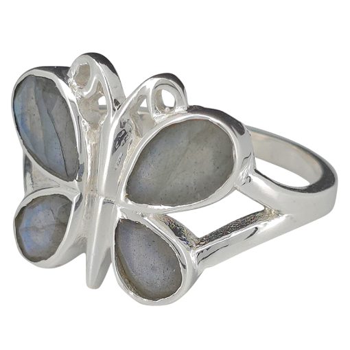 Faceted Labradorite Sterling Silver Butterfly Ring