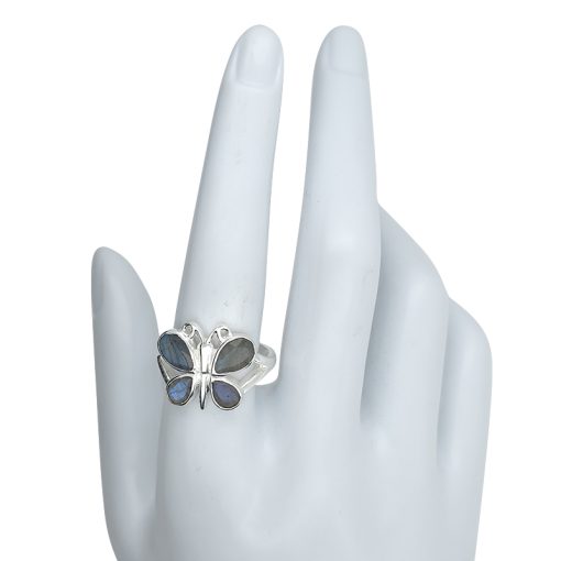 Faceted Labradorite Sterling Silver Butterfly Ring - Image 3