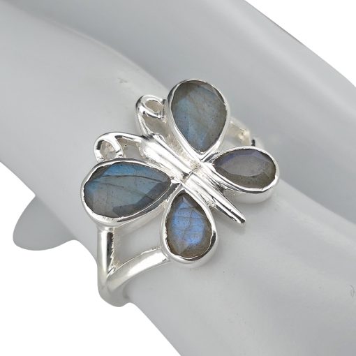 Faceted Labradorite Sterling Silver Butterfly Ring - Image 2