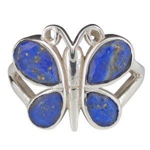 Faceted Lapis Sterling Silver Butterfly Ring