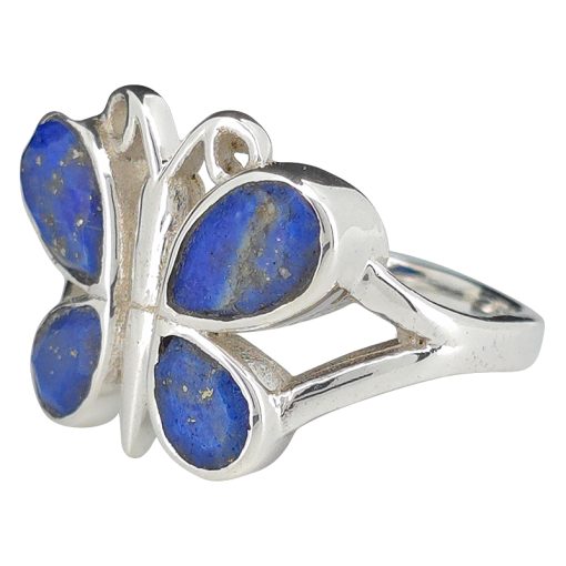 Faceted Lapis Sterling Silver Butterfly Ring