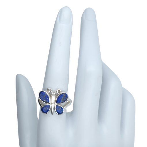 Faceted Lapis Sterling Silver Butterfly Ring - Image 3