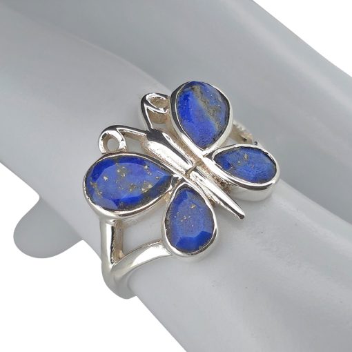 Faceted Lapis Sterling Silver Butterfly Ring - Image 2