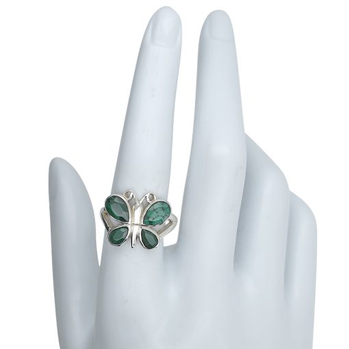 Faceted Malachite Sterling Silver Butterfly Ring - Image 3