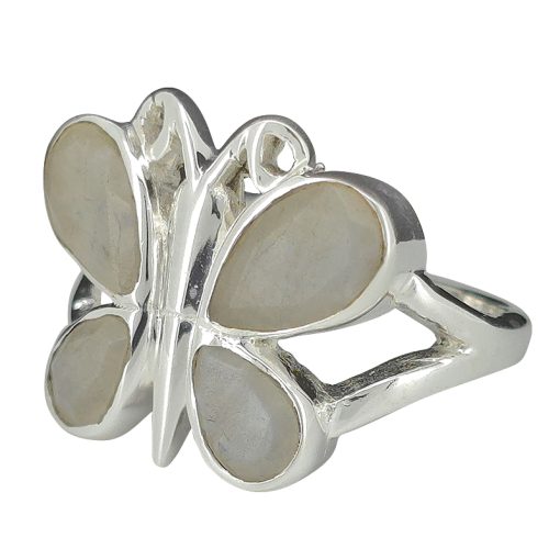 Faceted Moonstone Sterling Silver Butterfly Ring - Image 2