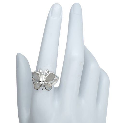 Faceted Moonstone Sterling Silver Butterfly Ring - Image 3