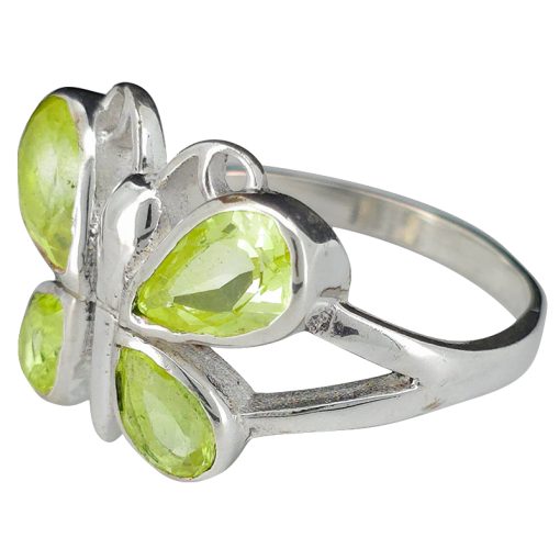 Faceted Peridot Sterling Silver Butterfly Ring - Image 2