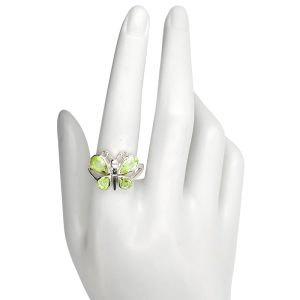 Faceted Peridot Sterling Silver Butterfly Ring