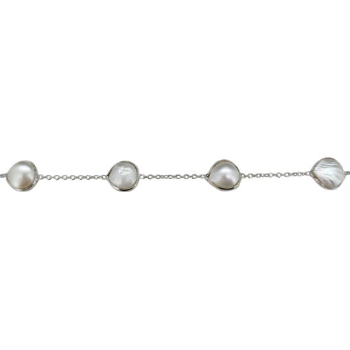 Pearl Sterling Silver Link Bracelet