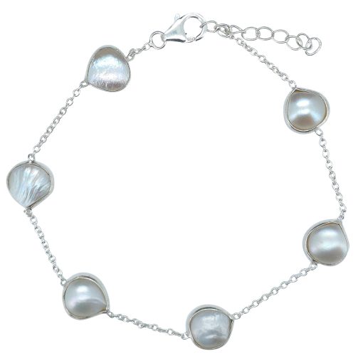 Pearl Sterling Silver Link Bracelet