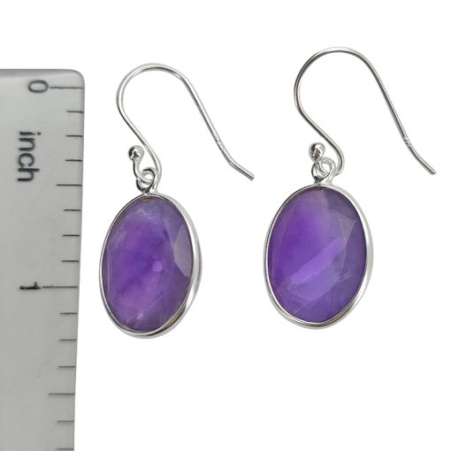 Faceted Amethyst Sterling Silver Earrings On Hooks