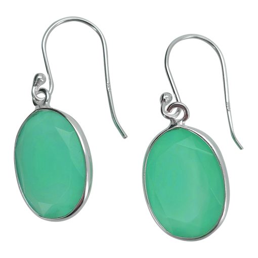 Faceted Green Onyx Sterling Silver Earrings On Hooks