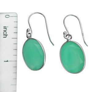 Faceted Green Onyx Sterling Silver Earrings On Hooks