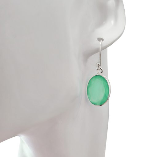 Faceted Green Onyx Sterling Silver Earrings On Hooks - Image 2
