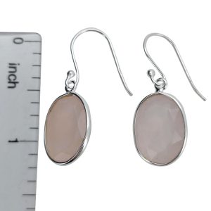 Faceted Rose Quartz Sterling Silver Earrings On Hooks
