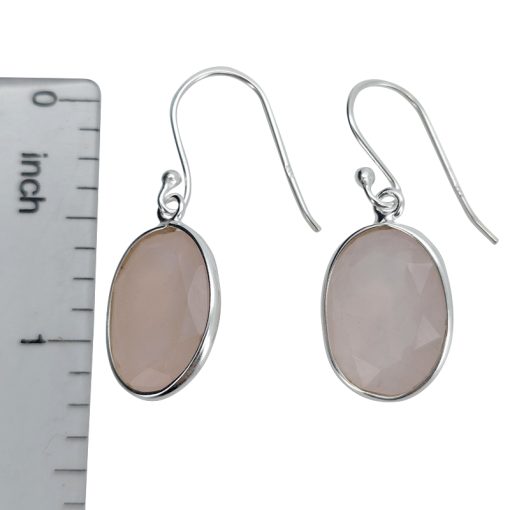 Faceted Rose Quartz Sterling Silver Earrings On Hooks