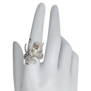 Alternative view of Faceted Garnet Sterling Silver Octopus Ring